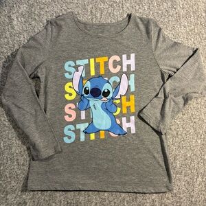 Disney Stitch Girls Long Sleeve Gray Shirt XL 14/16